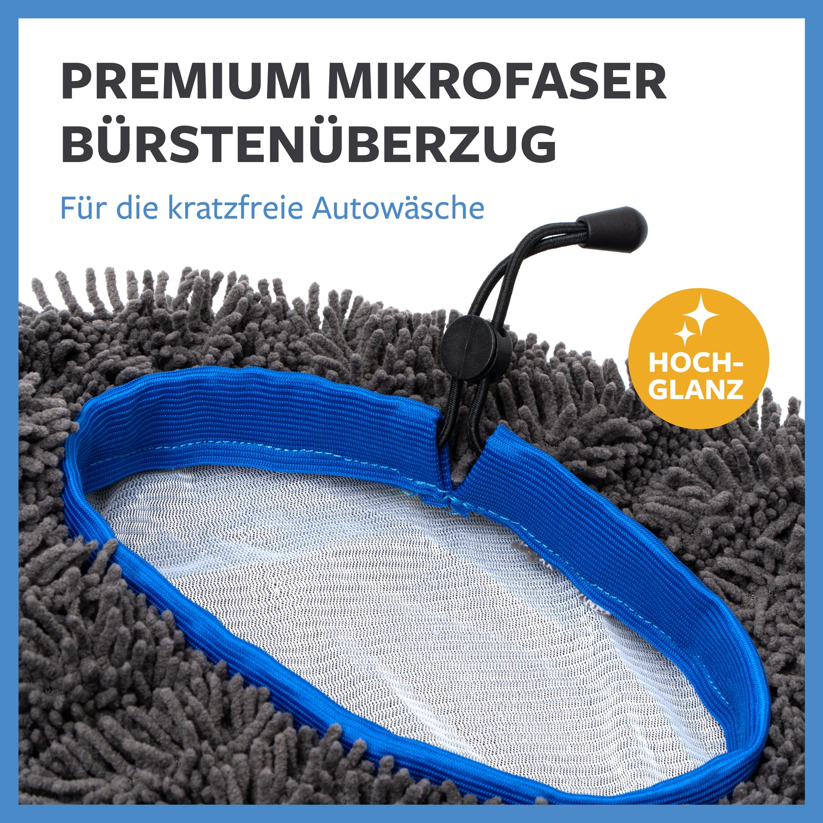 Detailansicht des Mikrofaser-Bürstenüberzugs mit speziellem Verschlussmechanismus für sichere und rutschfeste Autoreinigung