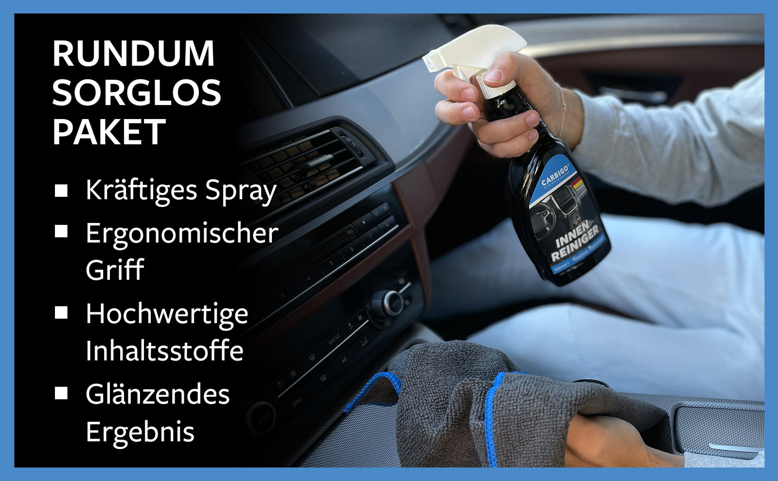 Das Carbigo® Rundum-Sorglos-Paket liefert ausgezeichnete Ergebnisse. Genießen Sie den makellosen Glanz Ihres Autos.