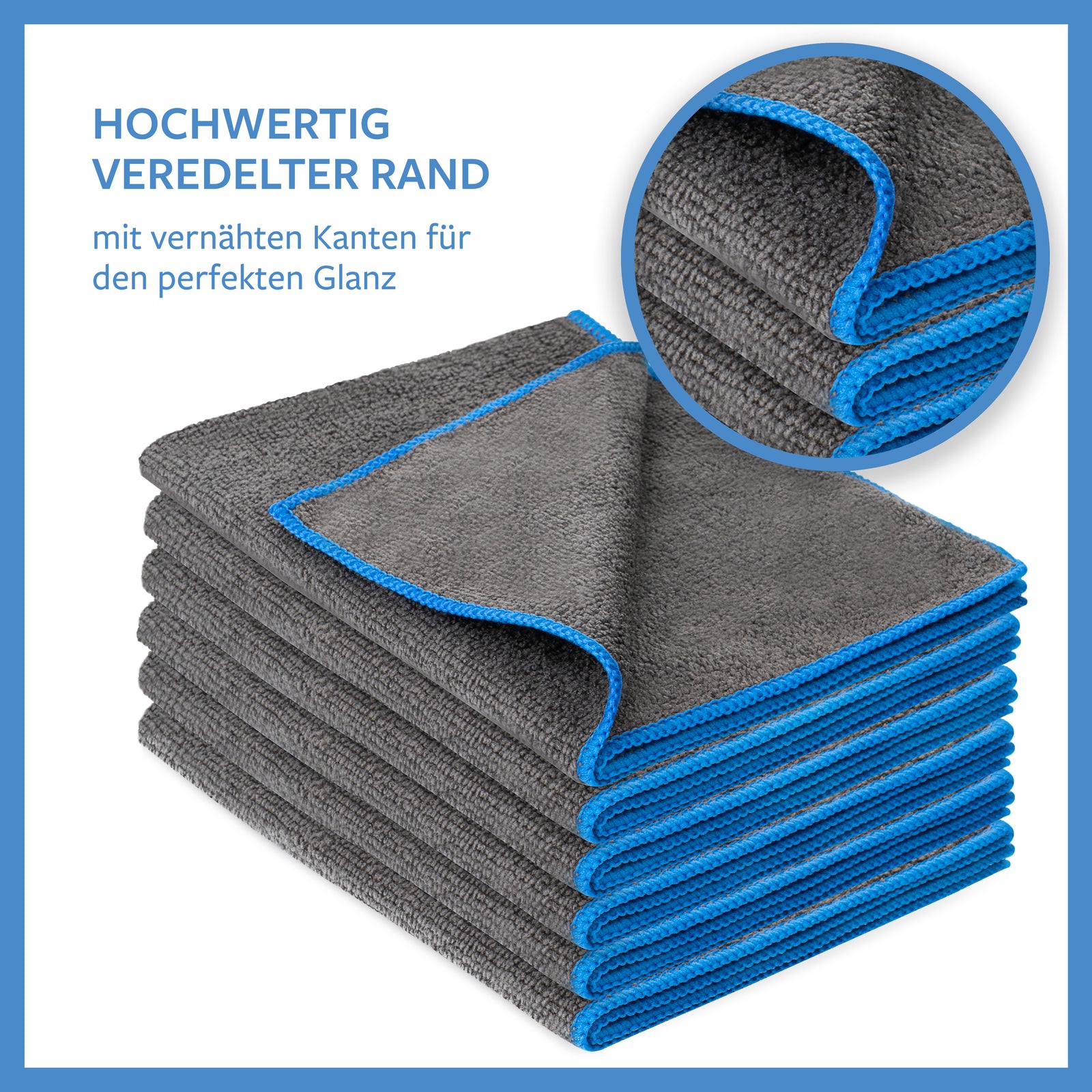 Carbigo® Tuch mit eingenähten Kanten aus hochwertigem Leder für perfekten Glanz.