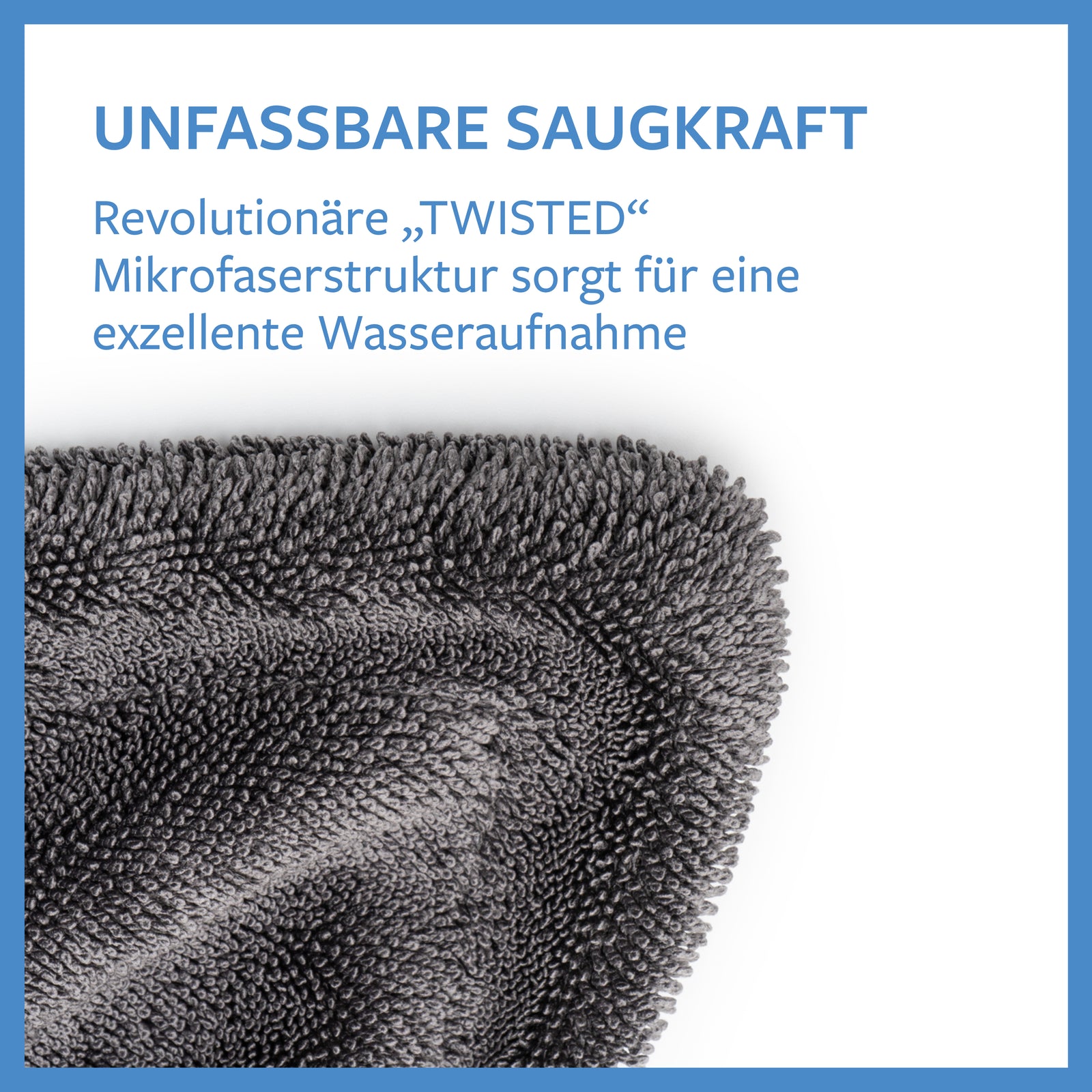 Carbigo® hat eine unglaubliche Saugkraft, die mit ihrer verdrehten Mikrofasertextur eine hervorragende Wasserabsorption gewährleistet.