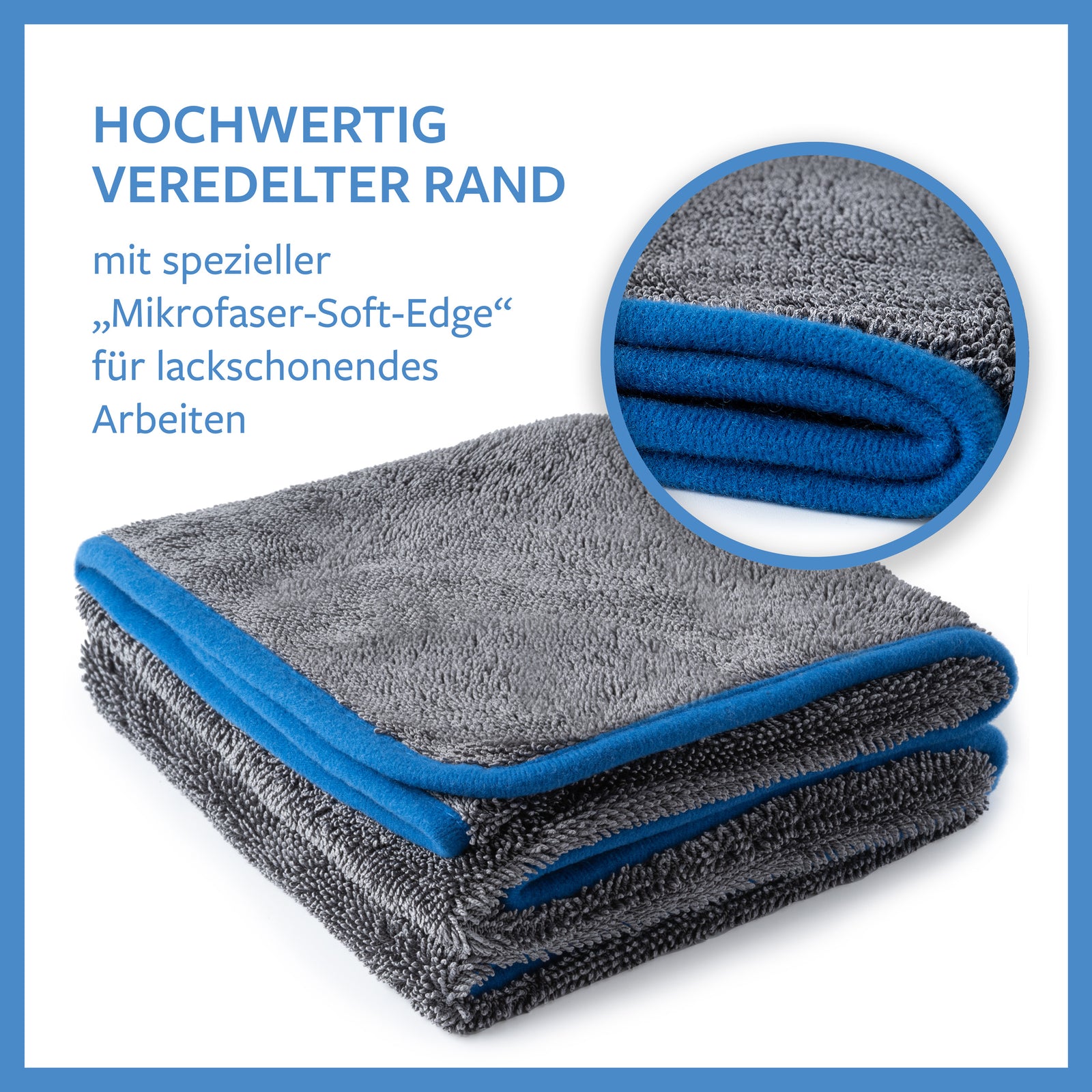 Carbigo® verfügt über eine spezielle weiche Mikrofaserkante, die sicheres Abwischen von lackierten Oberflächen ermöglicht.