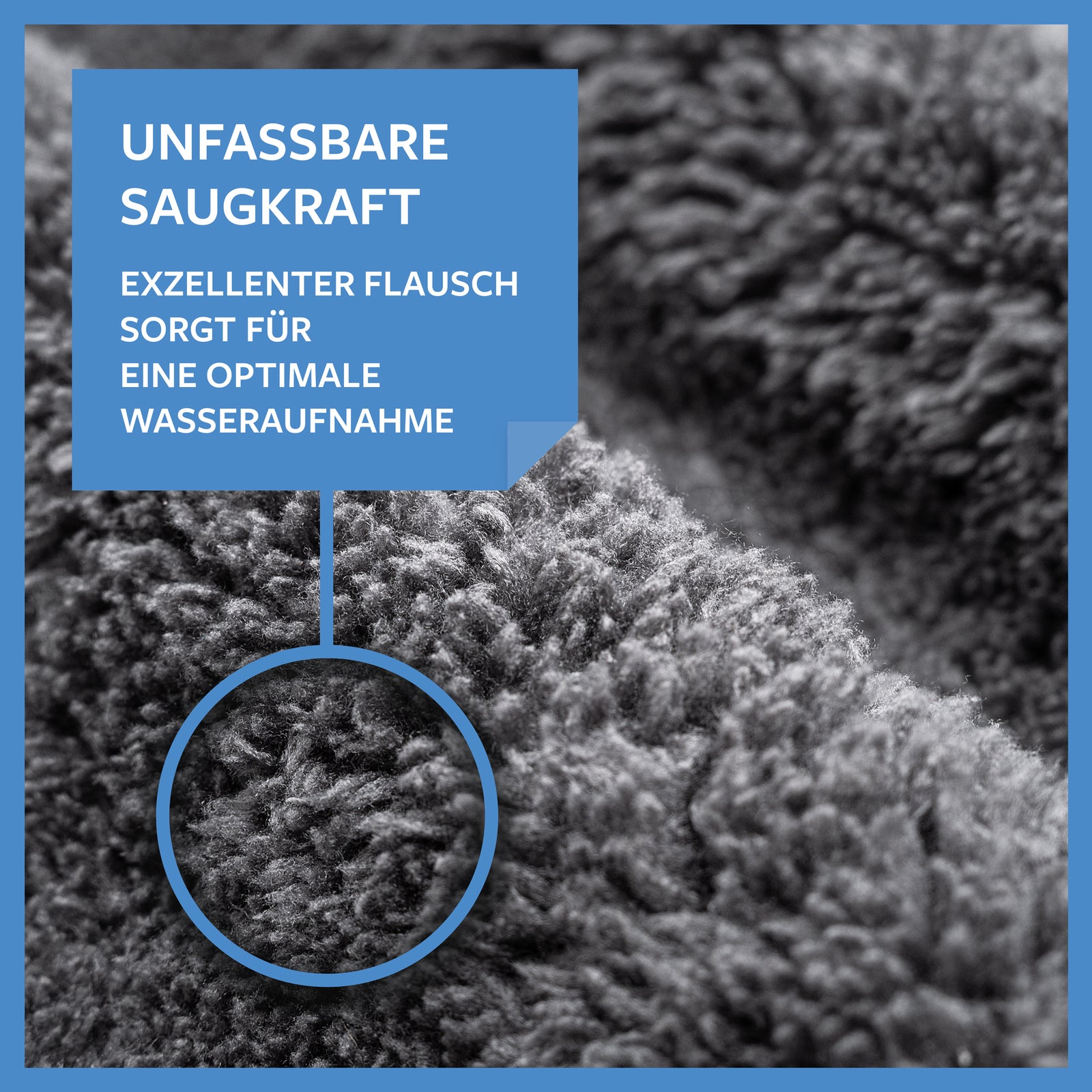 Carbigo® Tücher haben eine erstaunliche Saugkraft, und ihr exzellenter Flausch sorgt für eine optimale Wasseraufnahme.