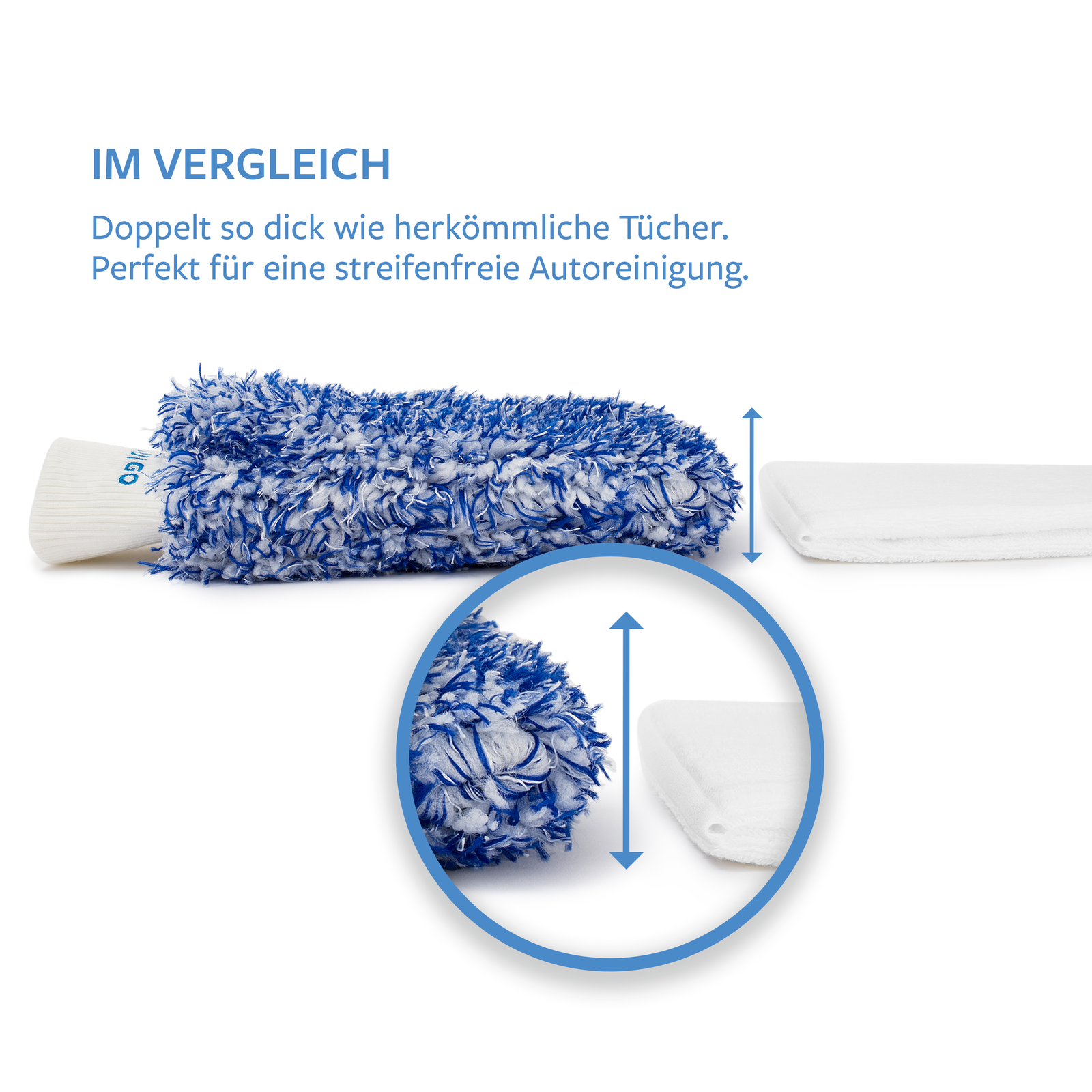 Im Vergleich zu anderen Produkten ist Carbigo® doppelt so dick wie herkömmliche Stoffe und bietet daher eine makellose Reinigung.