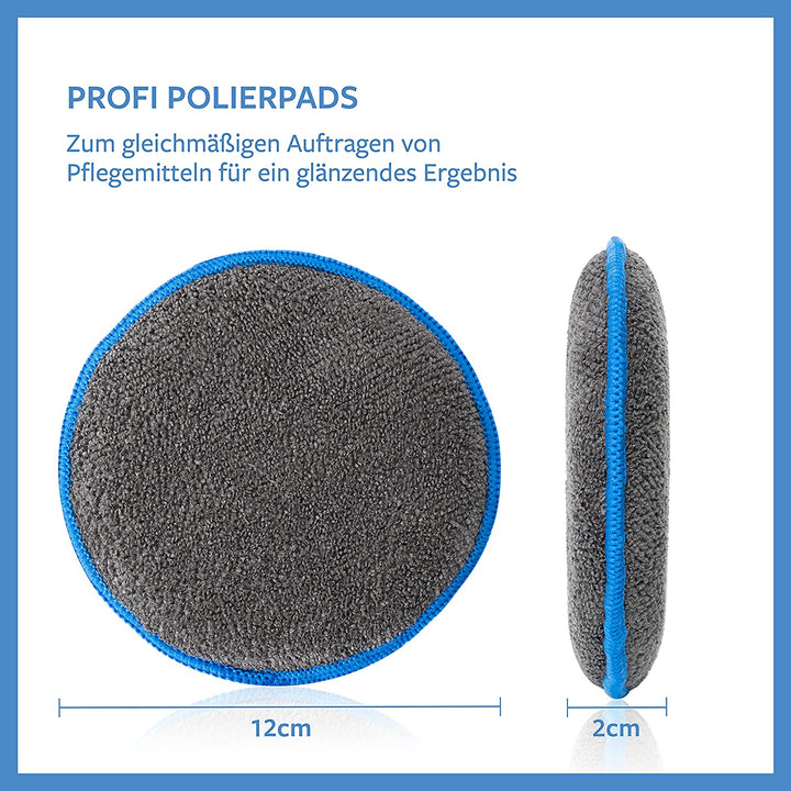 Diese professionellen Carbigo® Polierpads sind perfekt für die Anwendung von Pflegeprodukten. Diese Abmessungen mit einem Durchmesser von 12 cm und einer Dicke von 2 cm liefern ein brillantes Ergebnis.